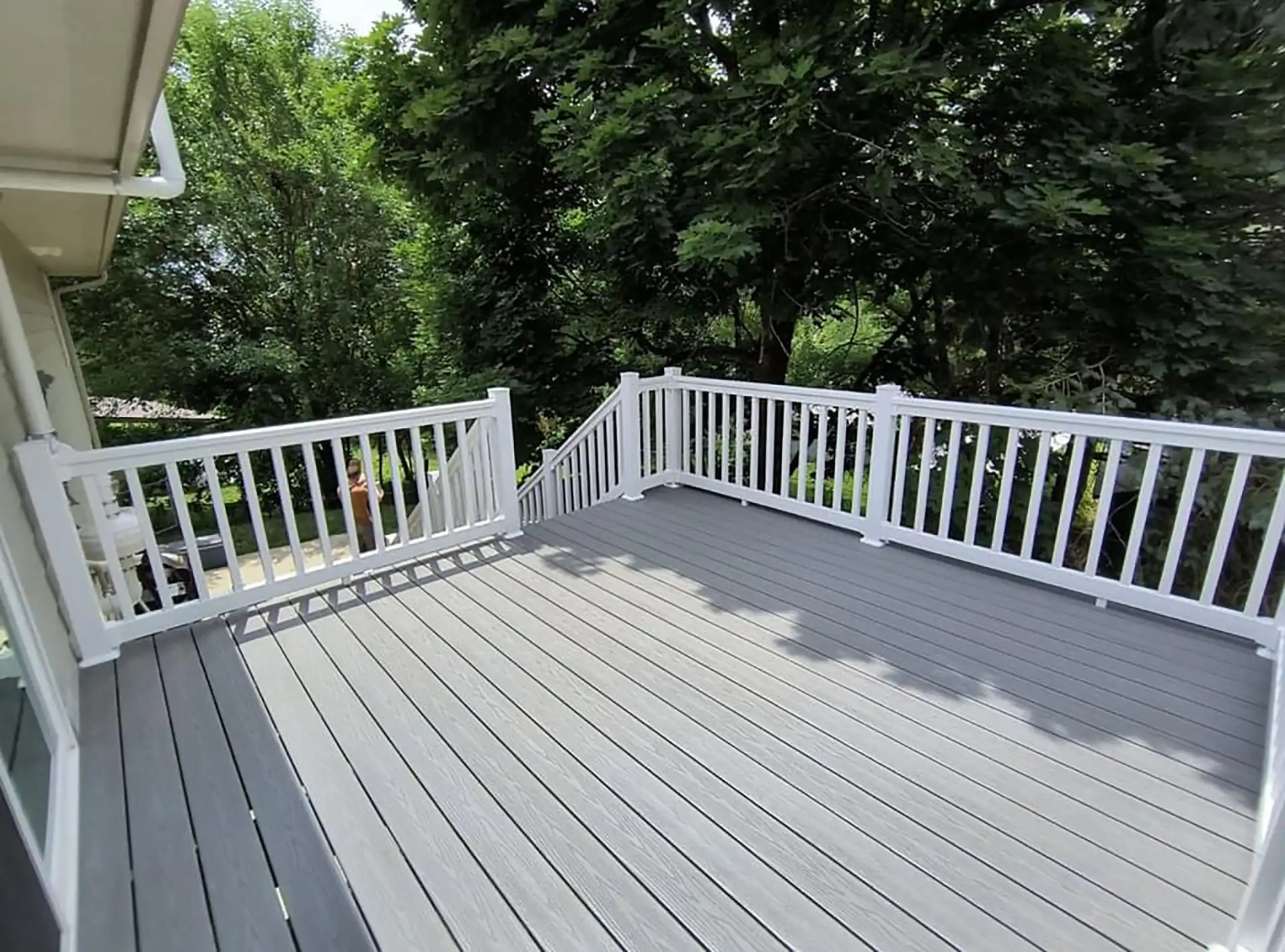 Photo of a Composite Deck with white railings