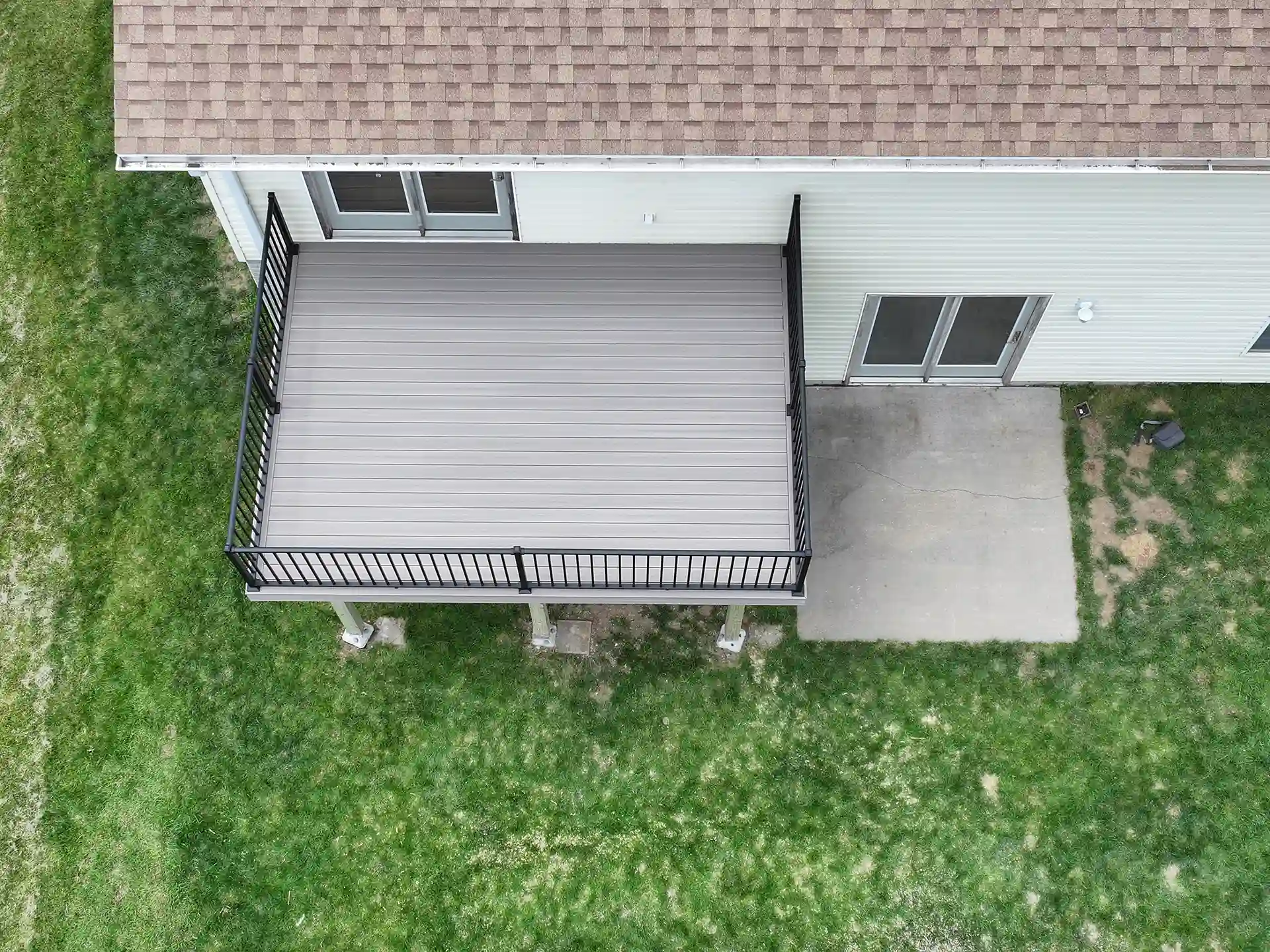 aerial view of new composite balcony deck